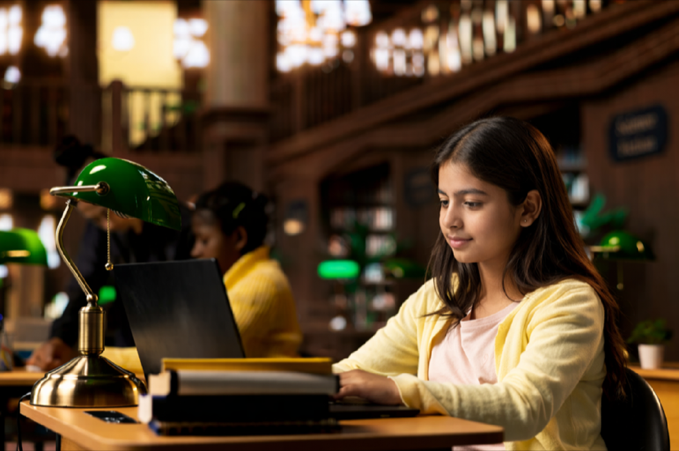 Student using AI tool on laptop